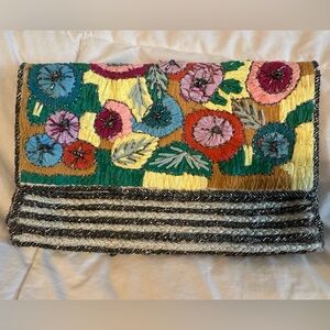 Zara Embroidered and beaded clutch bag